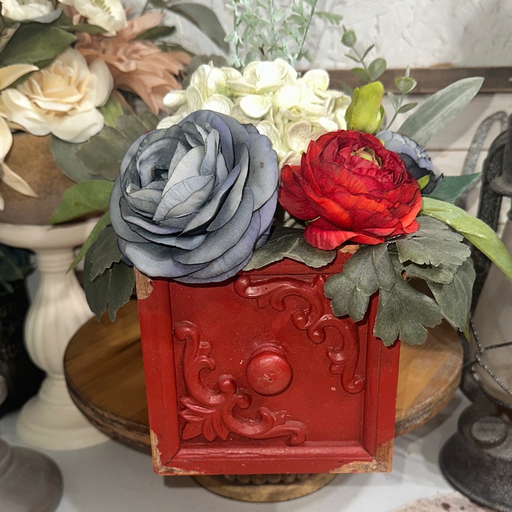 Chic Floral Display in Red Box